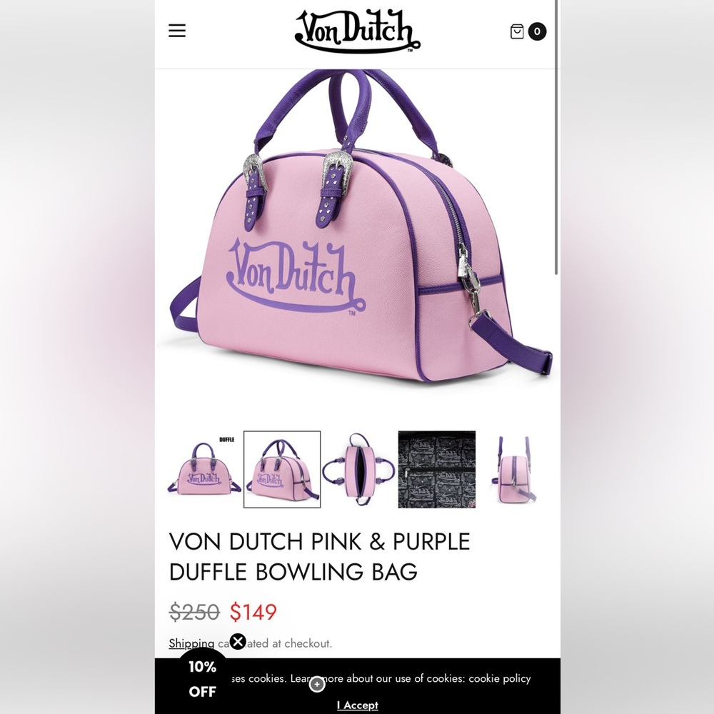 Von Dutch Pink and Purple Duffle Bowling Bag